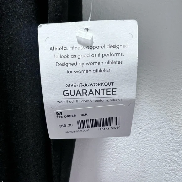 Athleta NWT Classic Tee Black V-Neck Dress long sz med women’s - Picture 5 of 6